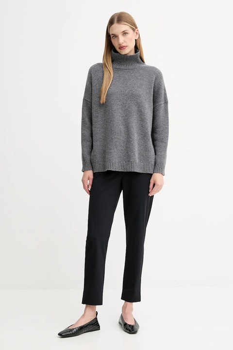 Weekend Max Mara sweter wełniany BORGIA damski kolor szary z golfem 2525366112600 - zdjęcie produktu nr 2