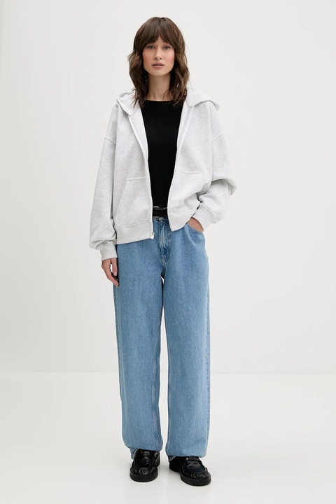 Hollister Co. bluza damska kolor szary z kapturem melanżowa KI352-5171-112 - zdjęcie produktu nr 2