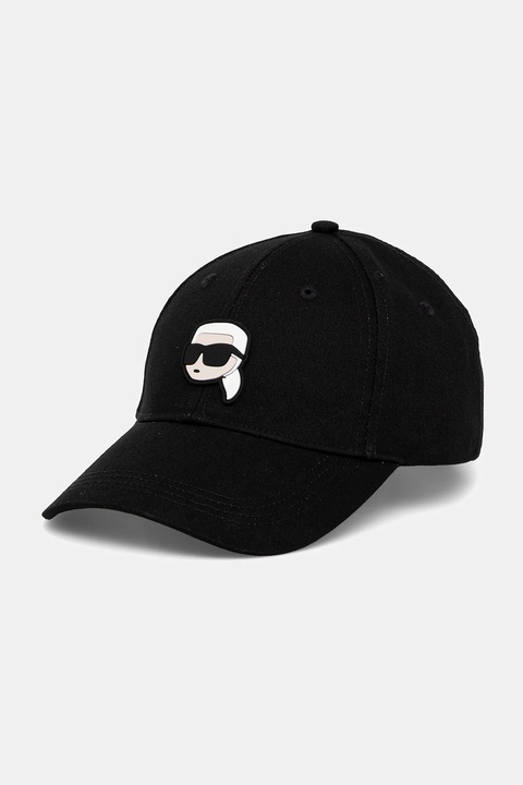 Karl Lagerfeld czapka z daszkiem bawełniana kolor czarny z aplikacją A1W33037 - zdjęcie produktu nr 1