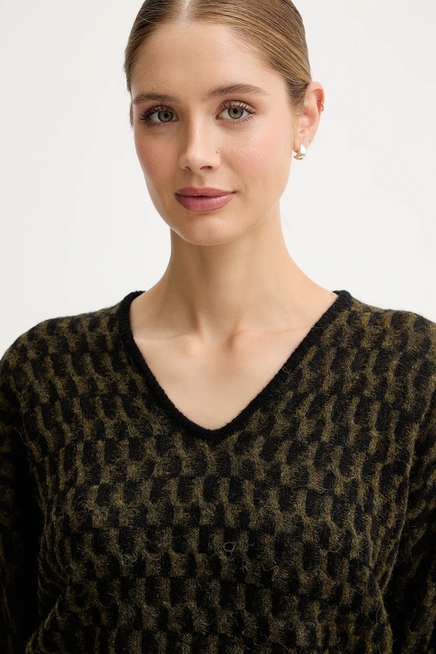 United Colors of Benetton sweter z dodatkiem wełny damski kolor zielony lekki 1012E403C - zdjęcie produktu nr 2