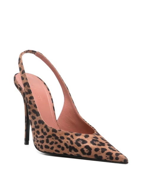 Amina Muaddi 105mm leather heeled pumps - LEOPARD - zdjęcie produktu nr 2