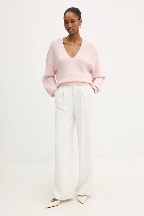 Morgan sweter z dodatkiem wełny damski kolor różowy MVALI - zdjęcie produktu nr 2