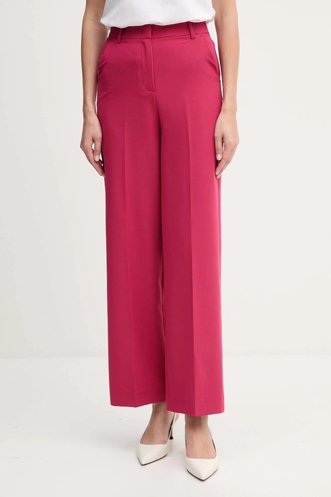 United Colors of Benetton spodnie damskie kolor różowy proste high waist 4R4CDF08H - zdjęcie produktu nr 1