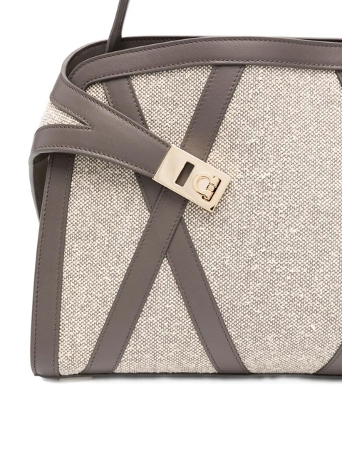 Ferragamo Hug leather-trimmed tote bag - Grey - zdjęcie produktu nr 2