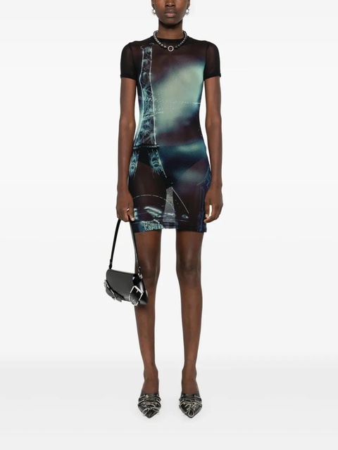 Jean Paul Gaultier Pigalle-print mesh mini dress - Blue - zdjęcie produktu nr 1