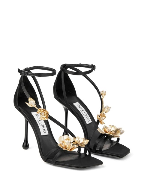 Jimmy Choo Zea 95mm floral-appliqué sandals - Black - zdjęcie produktu nr 1