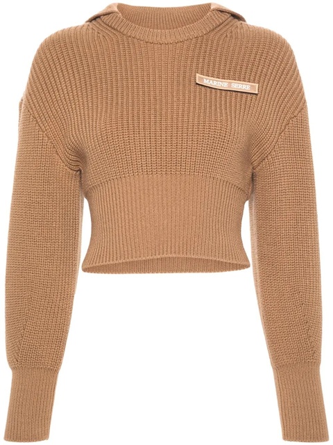 Marine Serre Half Cardigan Knit Sailor sweater - Brown - zdjęcie produktu nr 1