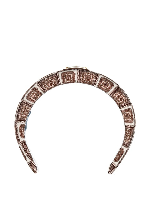 Prada printed twill headband - Brown - zdjęcie produktu nr 1