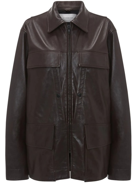Victoria Beckham Chore leather jacket - Brown - zdjęcie produktu nr 1