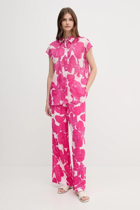 Marc Aurel spodnie damskie kolor różowy szerokie high waist 1688-1005-24795 - zdjęcie produktu nr 1