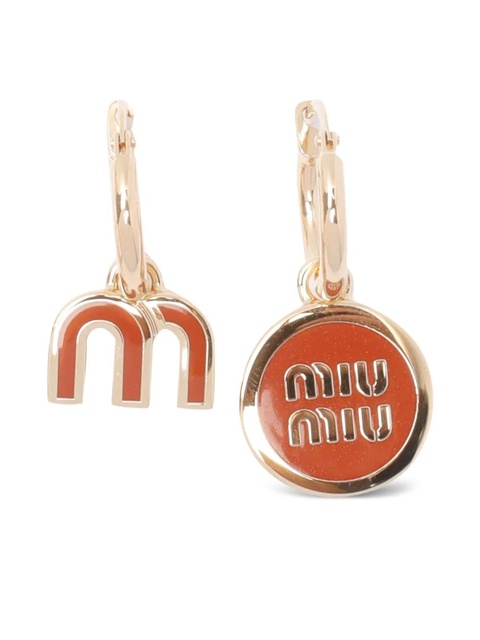 Miu Miu logo-embellished hoop earrings - Orange - zdjęcie produktu nr 1