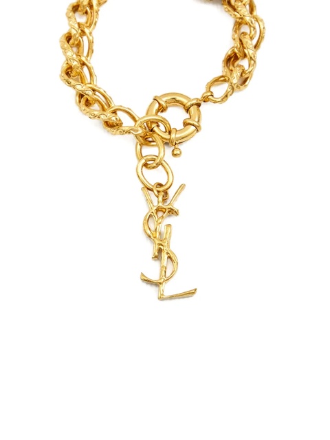 Saint Laurent detailed-chain logo-pendant bracelet - Gold - zdjęcie produktu nr 2