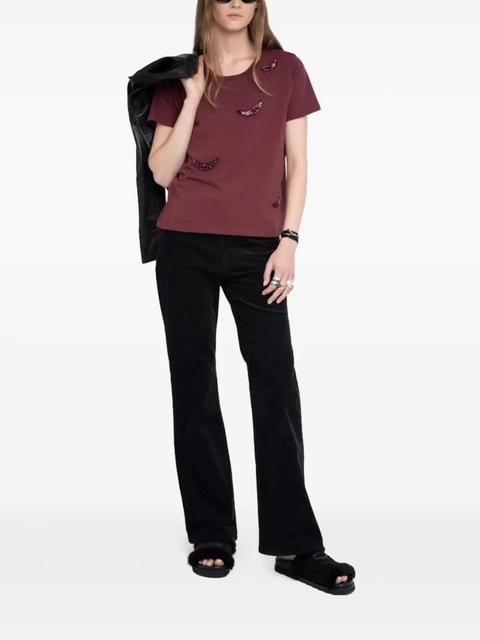 Zadig&Voltaire alys beaded-appliqué T-shirt - Red - zdjęcie produktu nr 1