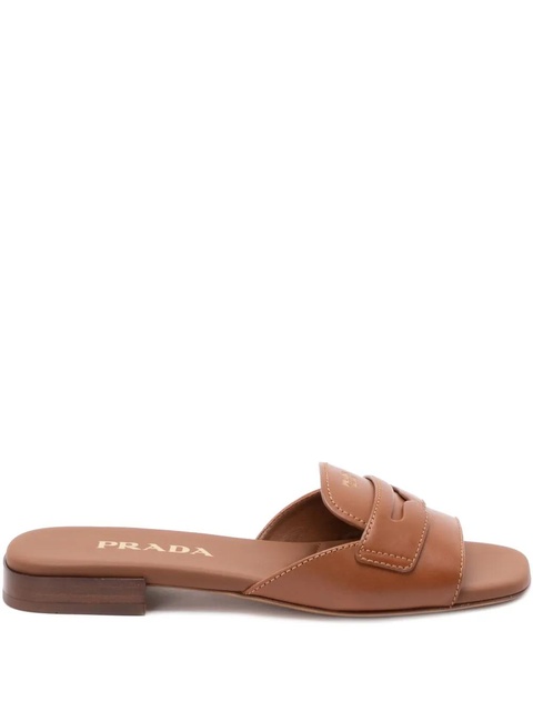 Prada leather logo-detail sandals - Brown - zdjęcie produktu nr 1