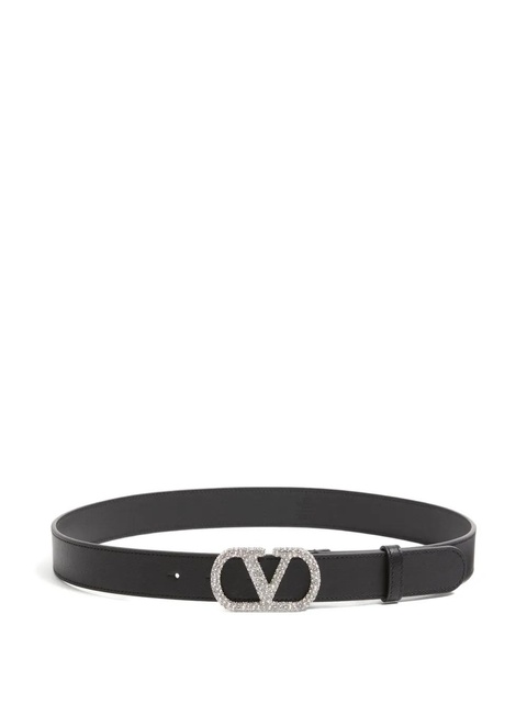 Valentino Garavani VLogo crystal-buckle belt - Black - zdjęcie produktu nr 1
