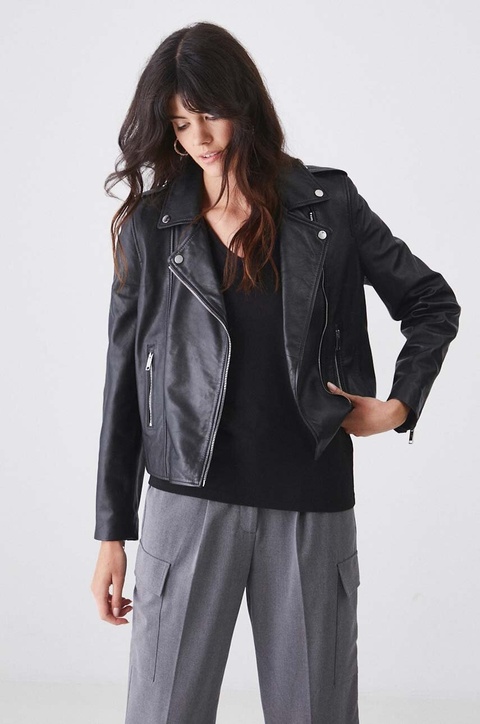 Medicine kurtka skórzana damska kolor czarny przejściowa - zdjęcie produktu nr 1