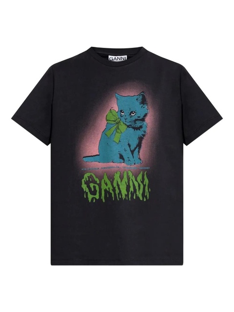 GANNI Neon Kitty T-Shirt - Grey - zdjęcie produktu nr 2