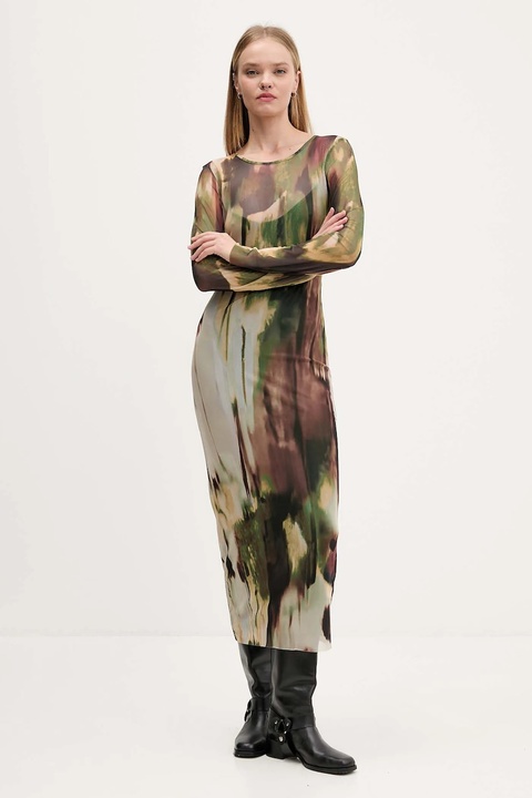 Desigual sukienka GODIVA kolor zielony maxi prosta 25WWVK41 - zdjęcie produktu nr 1