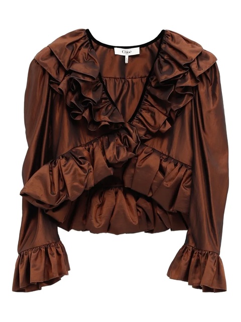Chloé ruffled-trimmed blouse - Brown - zdjęcie produktu nr 2