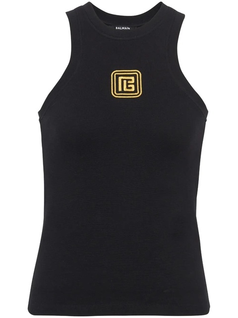 Balmain PB logo-embroidered tank top - Black - zdjęcie produktu nr 1