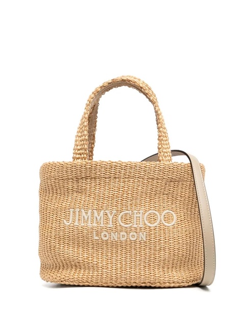 Jimmy Choo raffia embroidered mini tote bag - Neutrals - zdjęcie produktu nr 1
