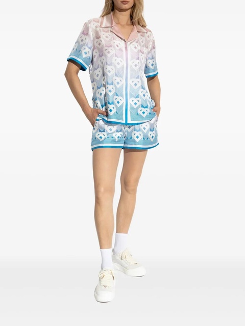 Casablanca monogram-print silk shorts - Blue - zdjęcie produktu nr 1