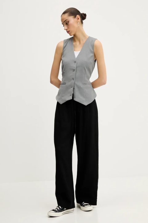 Abercrombie & Fitch spodnie lniane damskie kolor czarny szerokie high waist KI156-5199 - zdjęcie produktu nr 2