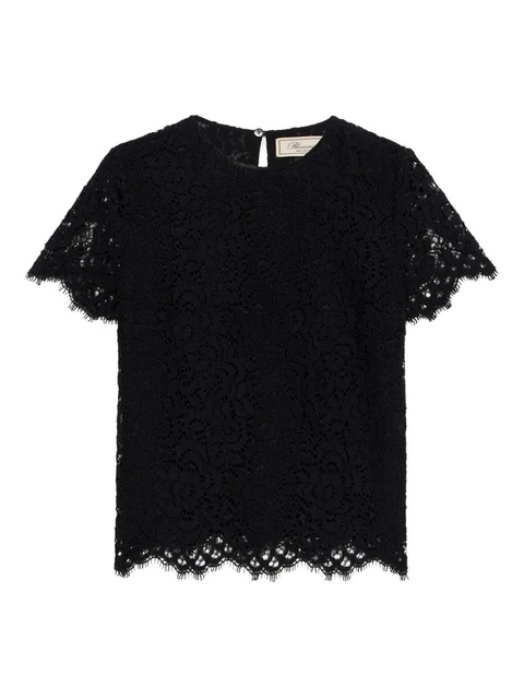 Blumarine lace-trim short-sleeve T-shirt - Black - zdjęcie produktu nr 1