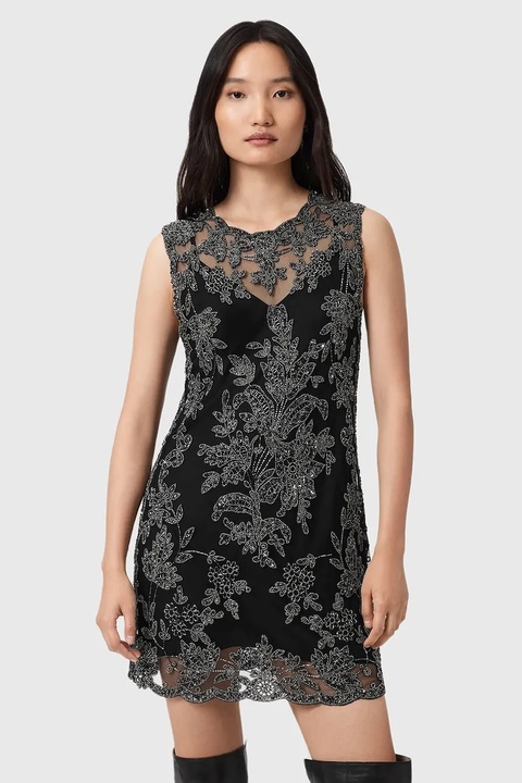 AllSaints sukienka INAYA kolor czarny mini prosta W043DD - zdjęcie produktu nr 1