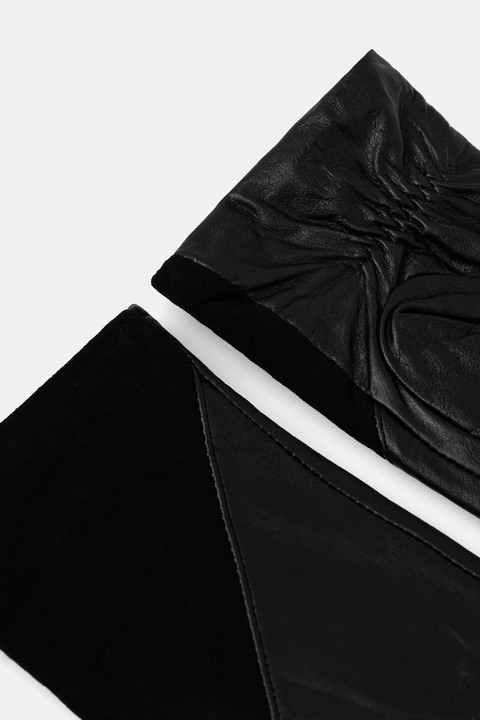 Morgan rękawiczki skórzane damskie kolor czarny 5GUY - zdjęcie produktu nr 2