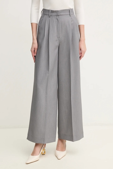 Marella spodnie Emme by Marella damskie kolor szary proste high waist 2515131261200 - zdjęcie produktu nr 1