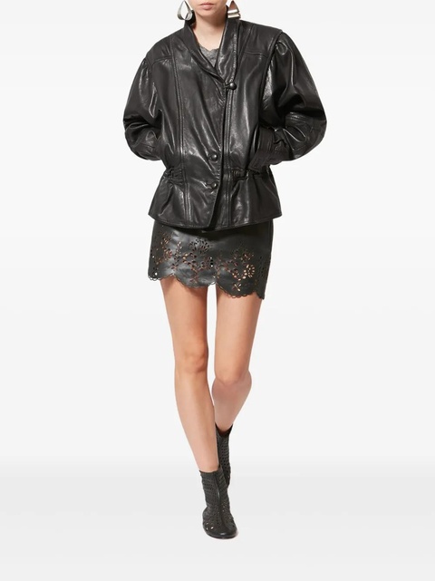 ISABEL MARANT Tressy buttoned leather jacket - Black - zdjęcie produktu nr 2