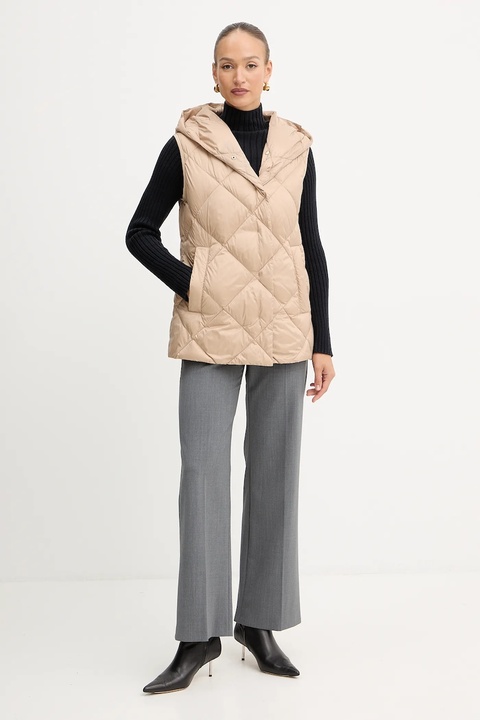 Weekend Max Mara spodnie z dodatkiem wełny PETRA damskie kolor szary proste high waist 2525136032600 - zdjęcie produktu nr 2