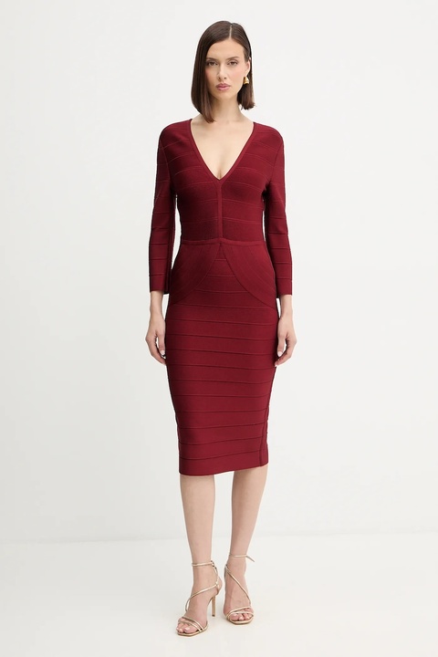 Herve Leger sukienka Athena kolor bordowy mini dopasowana DRB8536267 - zdjęcie produktu nr 1
