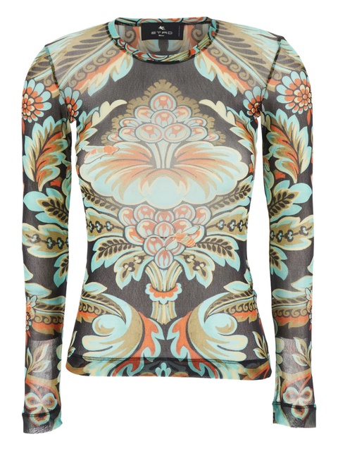 ETRO paisley-print mesh top - Black - zdjęcie produktu nr 1