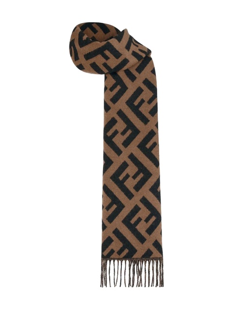 FENDI jacquard knit FF logo scarf - Brown - zdjęcie produktu nr 2