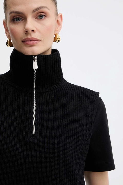 Pinko komin z dodatkiem wełny damski kolor czarny gładki 105994 A2Z4 - zdjęcie produktu nr 1