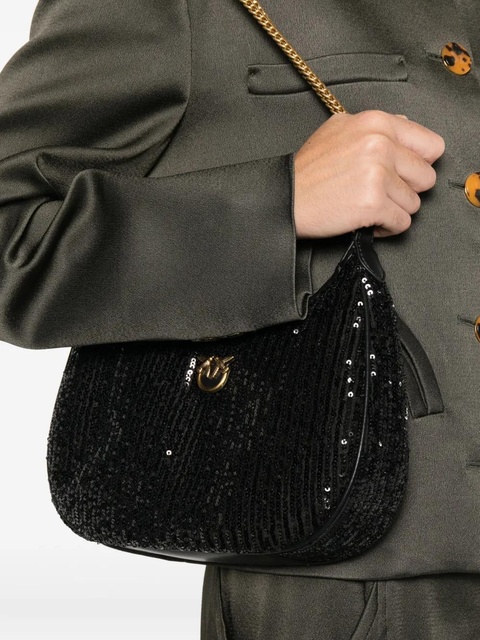 PINKO mini Half Moon sequinned shoulder bag - Black - zdjęcie produktu nr 1