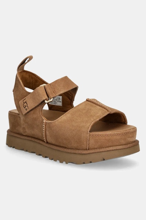 UGG sandały zamszowe Goldenstar Hi damskie kolor brązowy na platformie 1167356-CHE - zdjęcie produktu nr 1