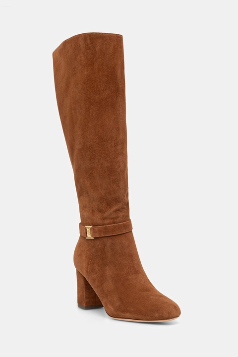 Lauren Ralph Lauren kozaki zamszowe Kellie Tl Hl kolor brązowy na słupku 802967843002 - zdjęcie produktu nr 1