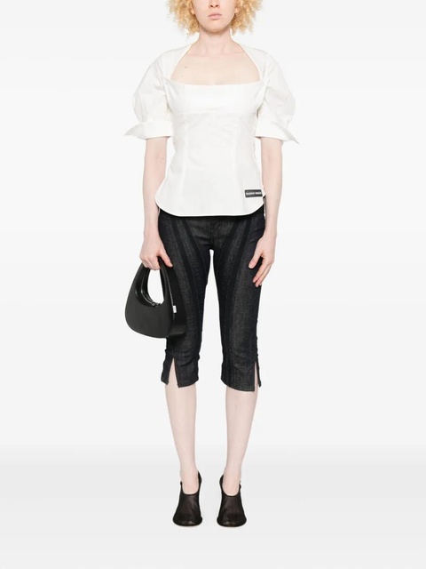 Marine Serre square-neck button-detail blouse - White - zdjęcie produktu nr 2