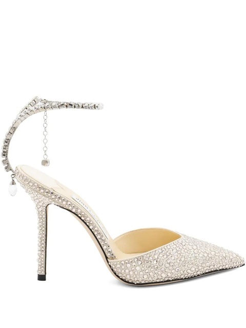 Jimmy Choo 100mm Saeda crystal-embellished pumps - Neutrals - zdjęcie produktu nr 1