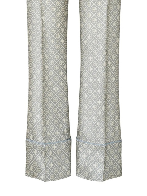 Tory Burch T Monogram-print silk trousers - Grey - zdjęcie produktu nr 1