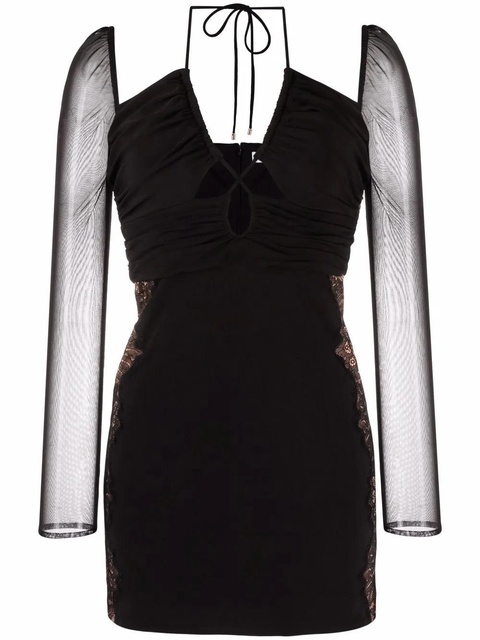 Self-Portrait cut-out draped dress - Black - zdjęcie produktu nr 1