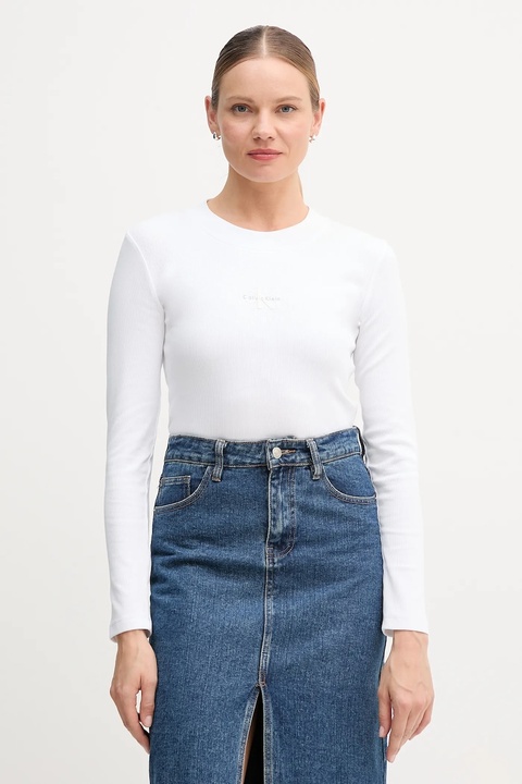 Calvin Klein Jeans longsleeve kolor biały LV047A803G - zdjęcie produktu nr 1