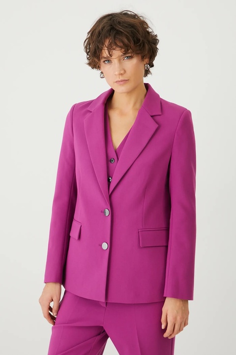 Medicine marynarka damska kolor różowy jednorzędowa gładka - zdjęcie produktu nr 1