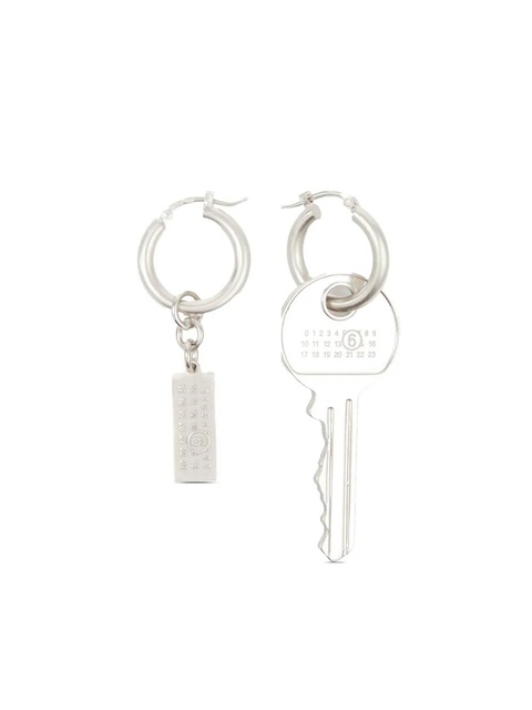 MM6 Maison Margiela Tag and Key pendant hoop drop earrings - Silver - zdjęcie produktu nr 1