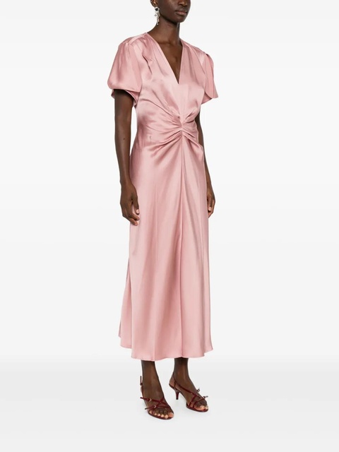 Victoria Beckham V-neck draped midi dress - Pink - zdjęcie produktu nr 1