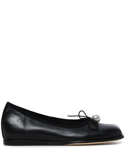 Simone Rocha bow-embellished leather ballerina shoes - Black - zdjęcie produktu nr 1