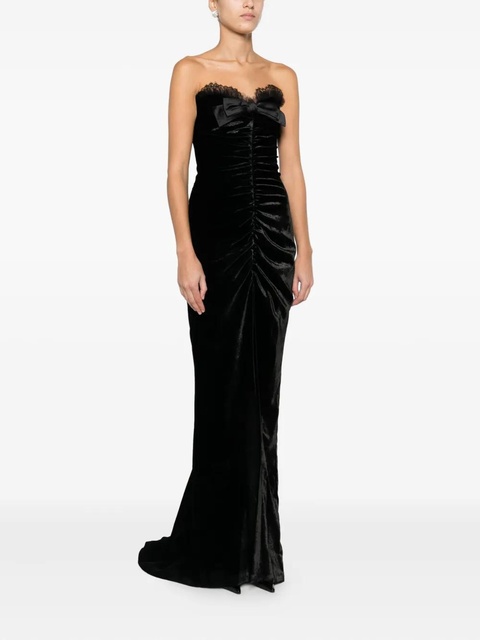 Alessandra Rich bow-detail velvet gown - Black - zdjęcie produktu nr 2
